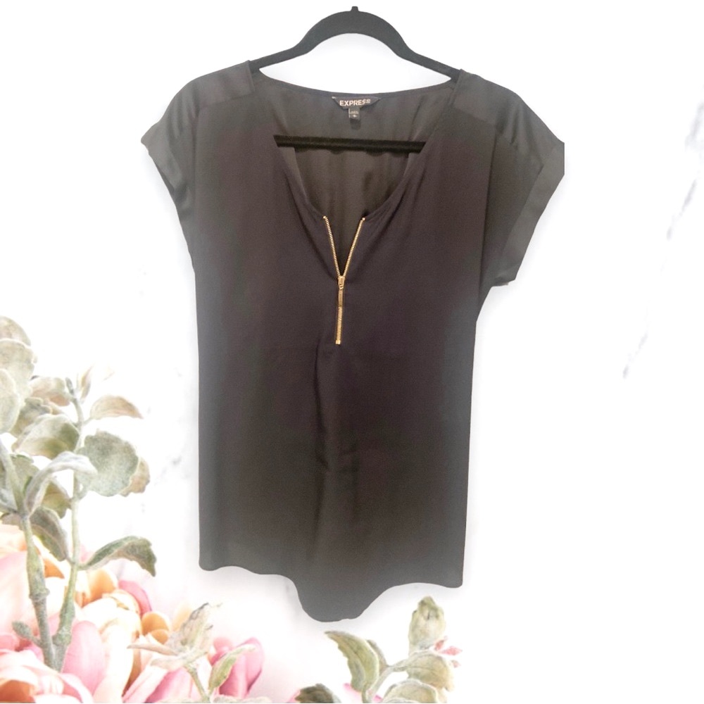 Express Black with Gold Zipper Top